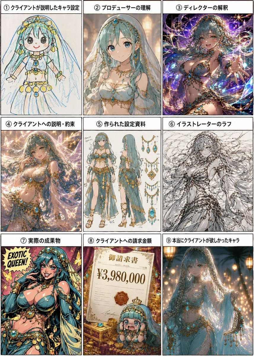 Nine-Panel Character Production Meme reference