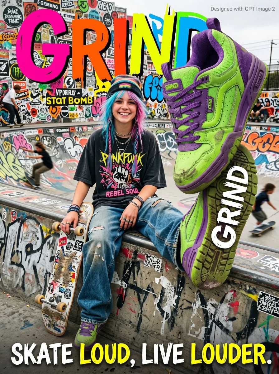 Gen Z Skateboarding Advertisement Poster reference