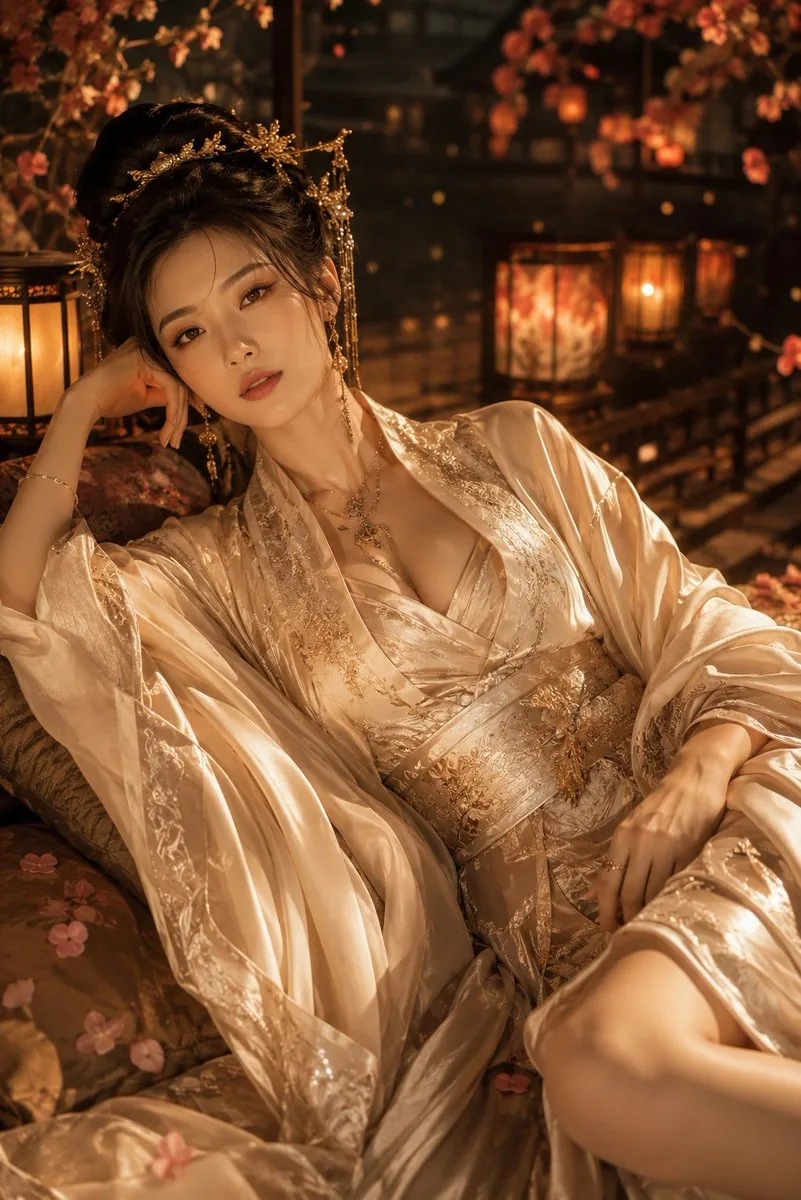 Cinematic Hanfu Fashion Editorial Portrait reference