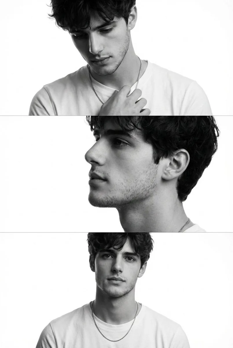 Monochrome Fashion Editorial Triptych (Male) reference