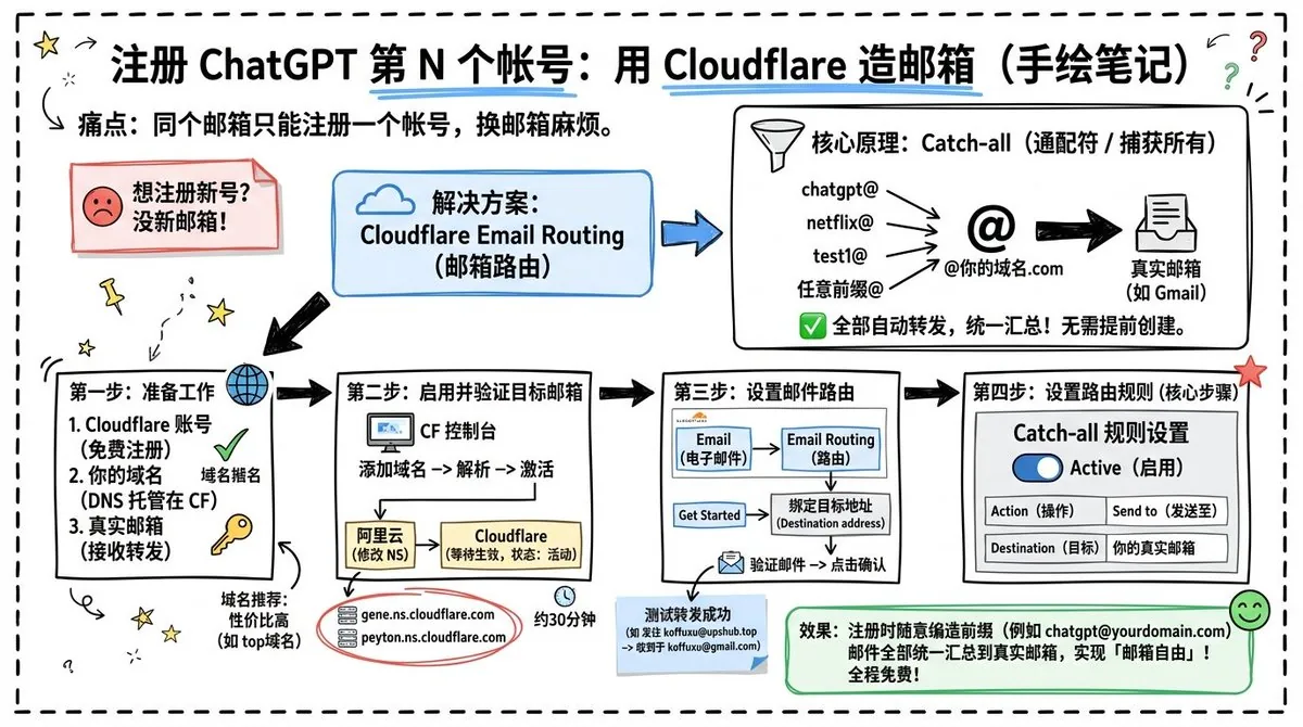 Cloudflare Catch-All Email Routing Infographic reference