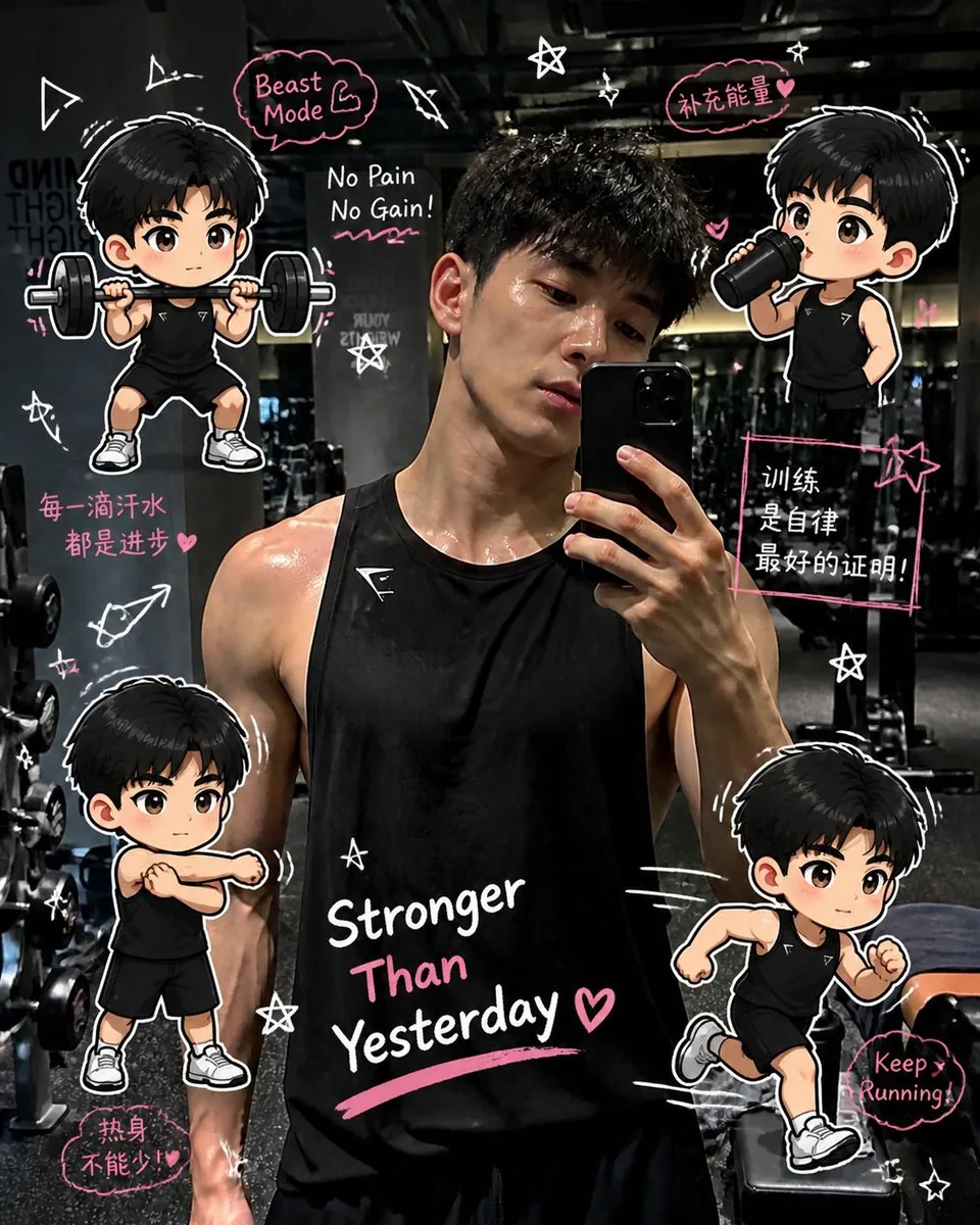 Gym Photo Chibi Transformation reference