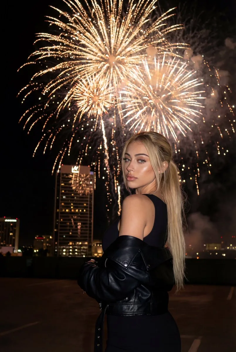 Cinematic New Year's Eve Cityscape Portrait - Nano Banana Pro AI Prompt for Social Media Post reference