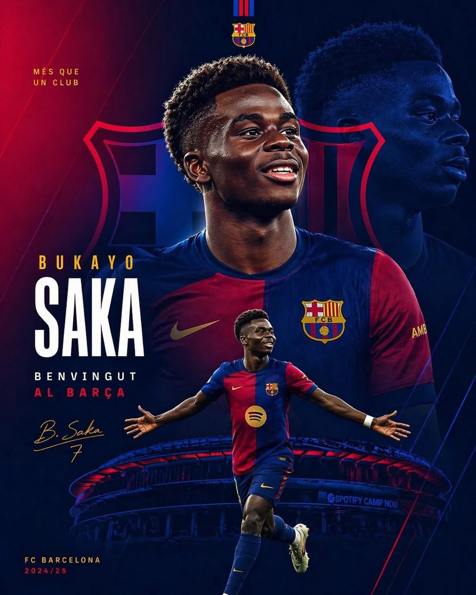Barcelona Transfer Poster for Saka reference