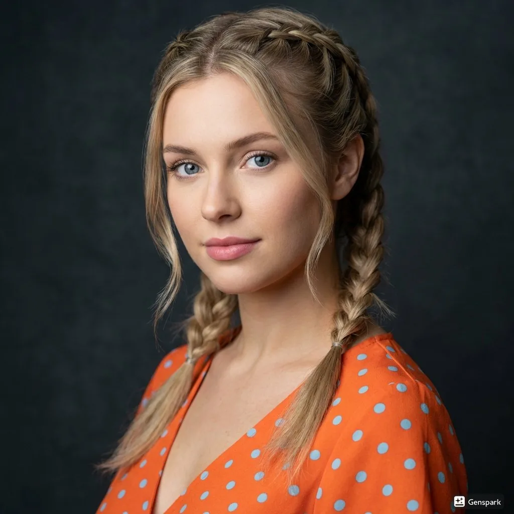 Cinematic Portrait of Woman with Braids reference