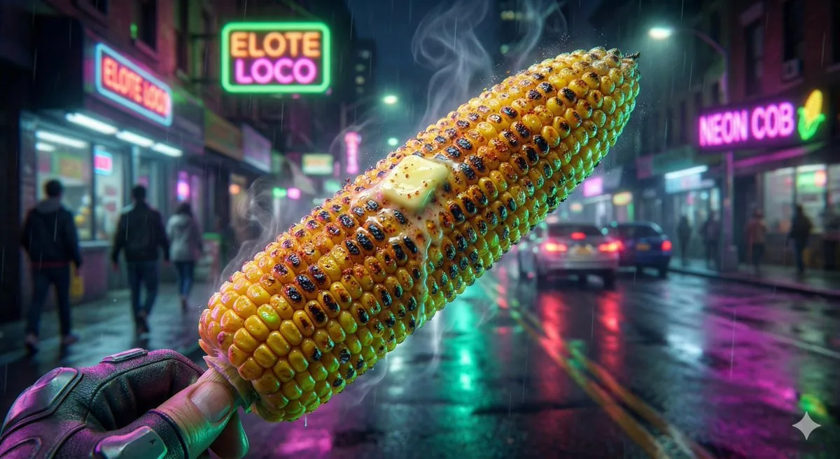 Cyberpunk Neon Street Food Advertisement Prompt reference