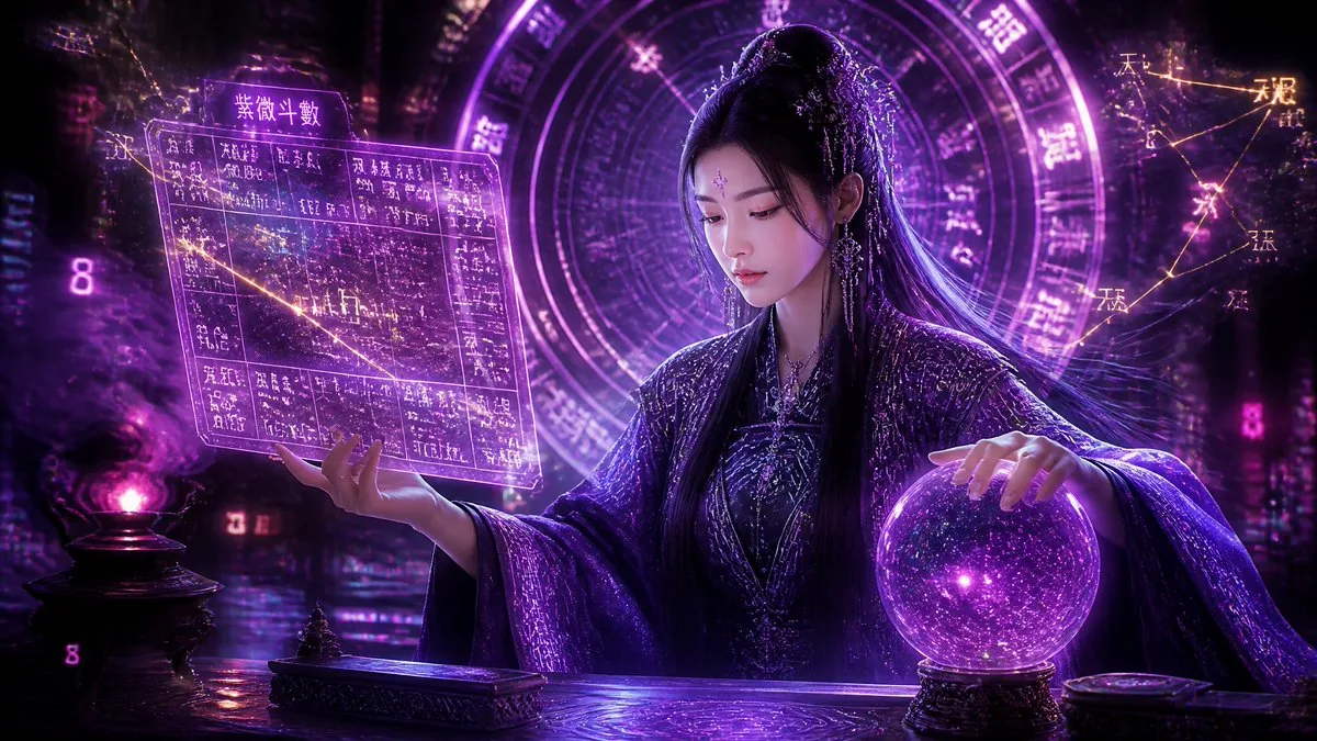 Cyberpunk Neon Chinese Diviner reference