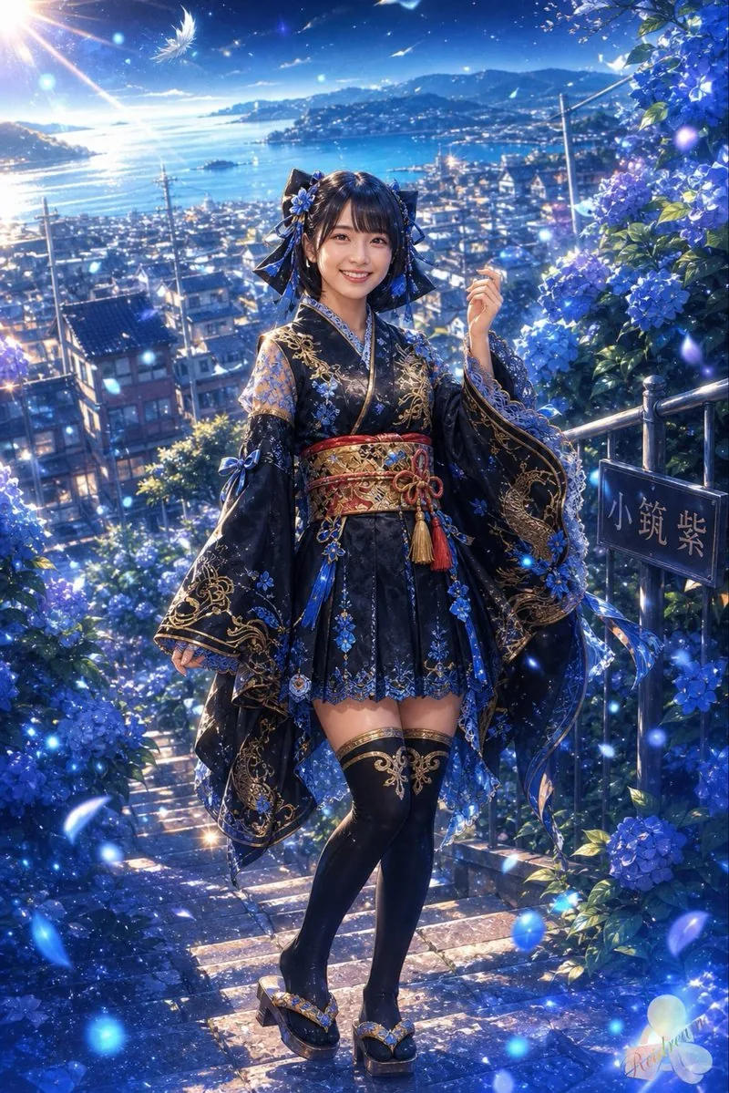 Blue Hydrangea Kimono Fantasy reference