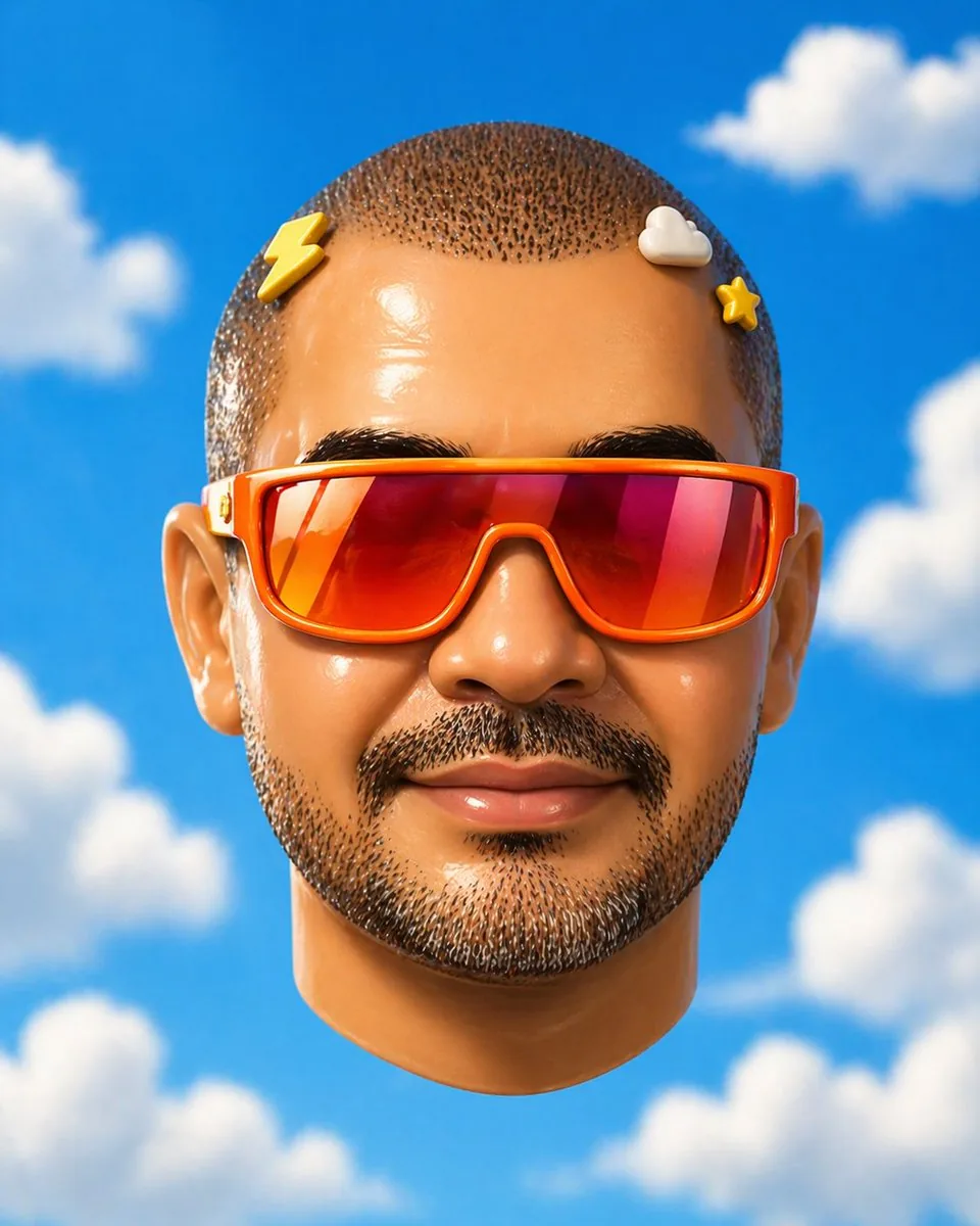 Surreal Floating Head With Censor Block reference