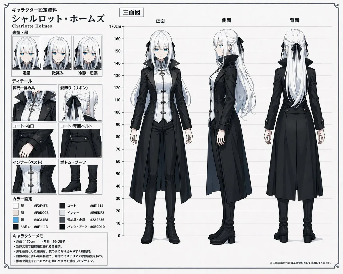 Anime Character Reference Sheet reference