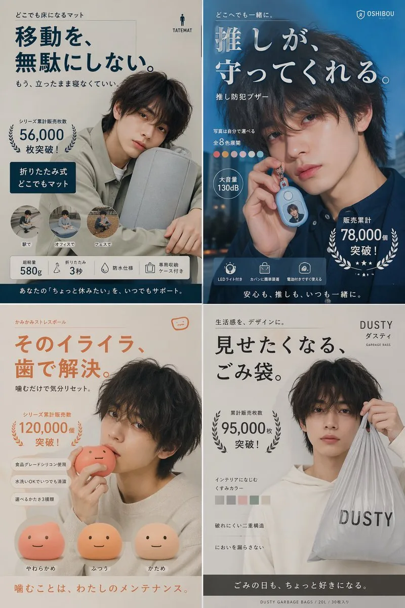 Japanese Ikemen Product Ad Grid reference