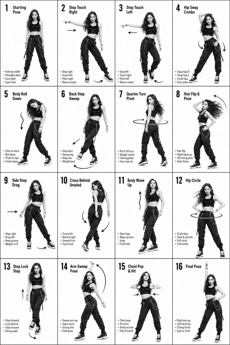 K-Pop Dance 16-Step Instruction Sheet reference