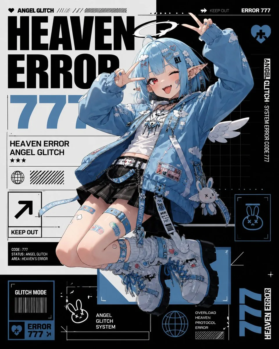 Heaven Error Angel Glitch Poster reference