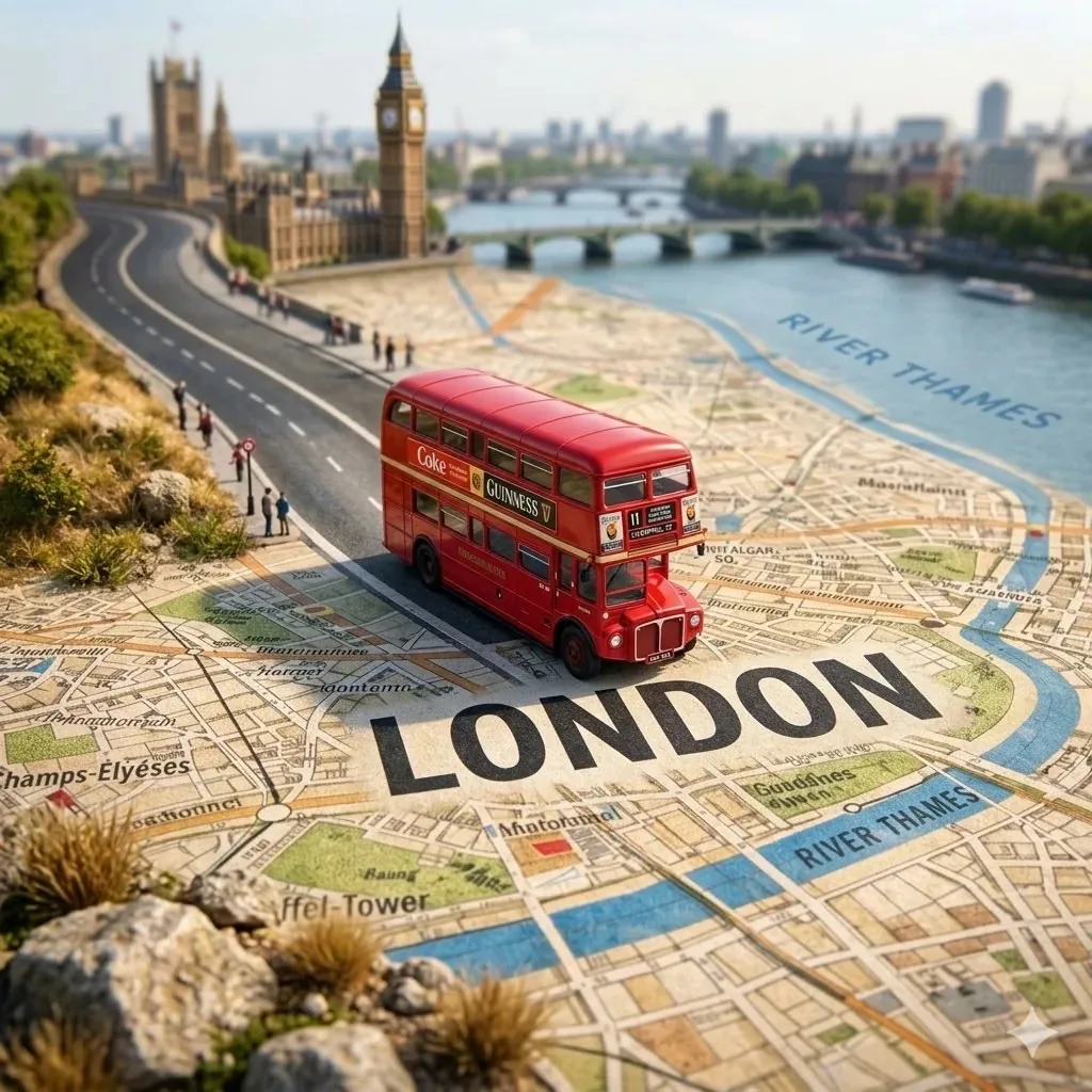Tilt-Shift City Map Travel Scene reference