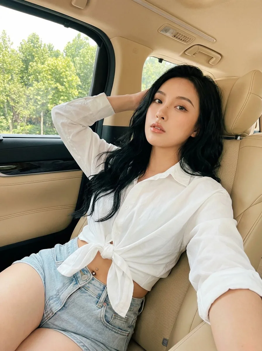 Natural Instagram-style car selfie prompt reference