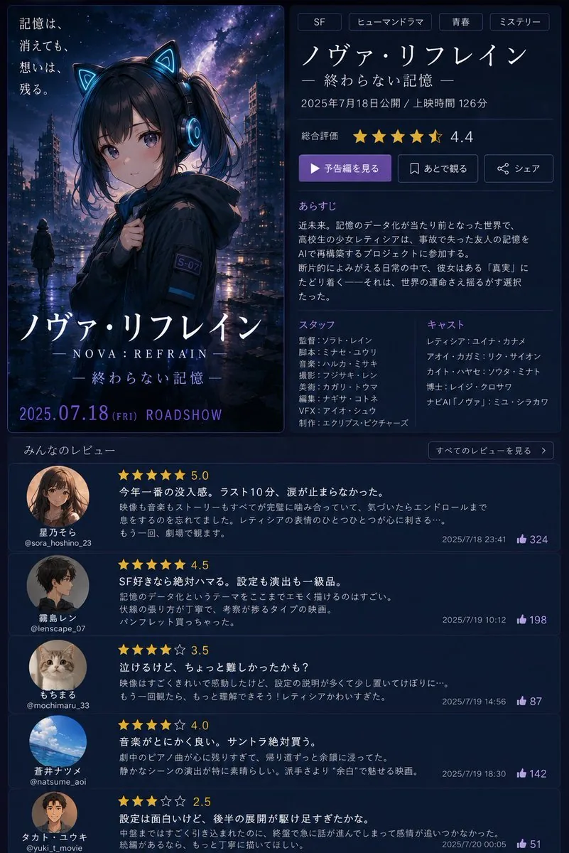 Fictional Anime Movie Review Page reference