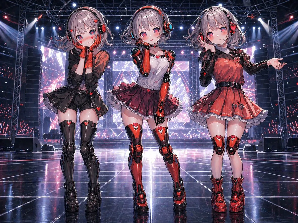 Three Android Idol Girls on Concert Stage reference