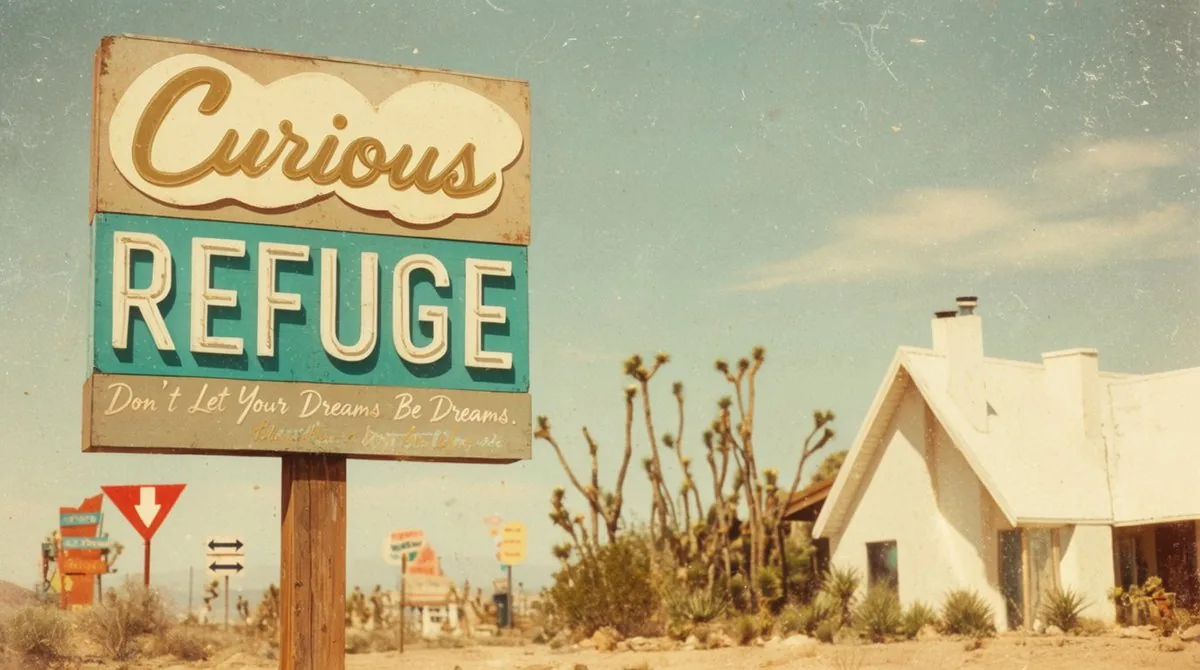 Vintage Desert Refuge Road Sign reference