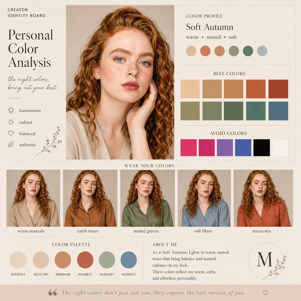 Soft Autumn Personal Color Board reference