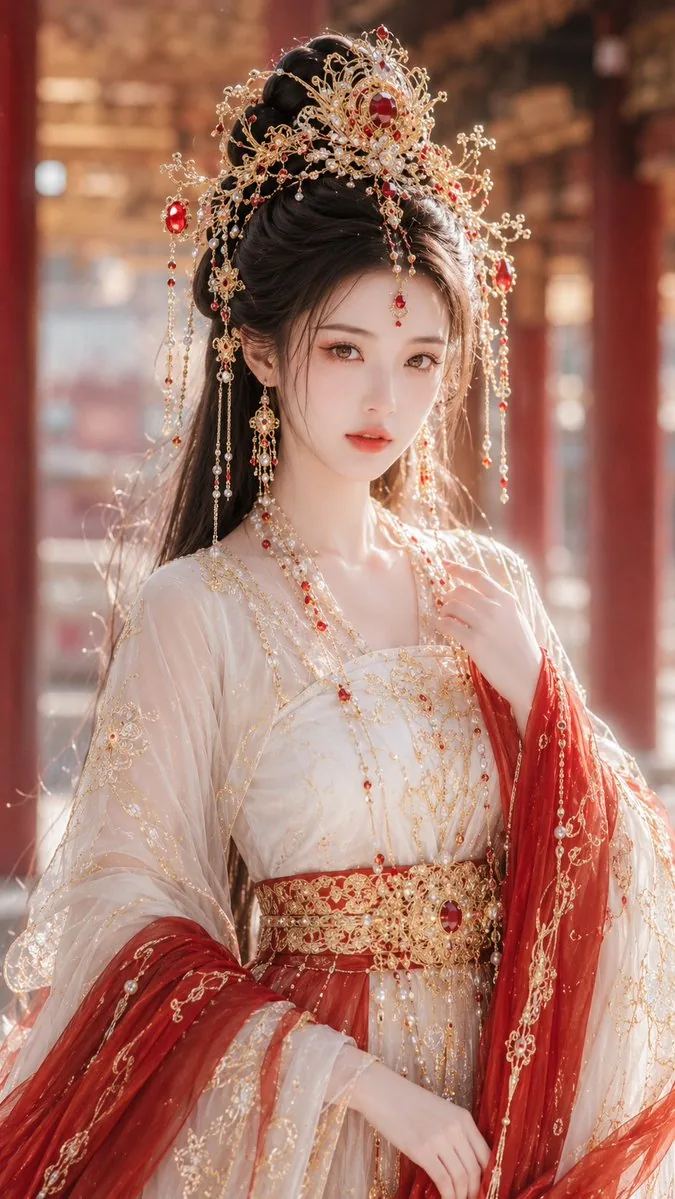 Ancient Fantasy Red Gold Portrait reference