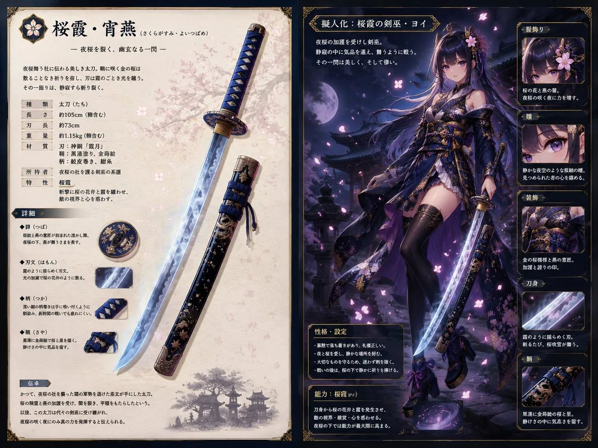 Sakura Katana Character Sheet reference