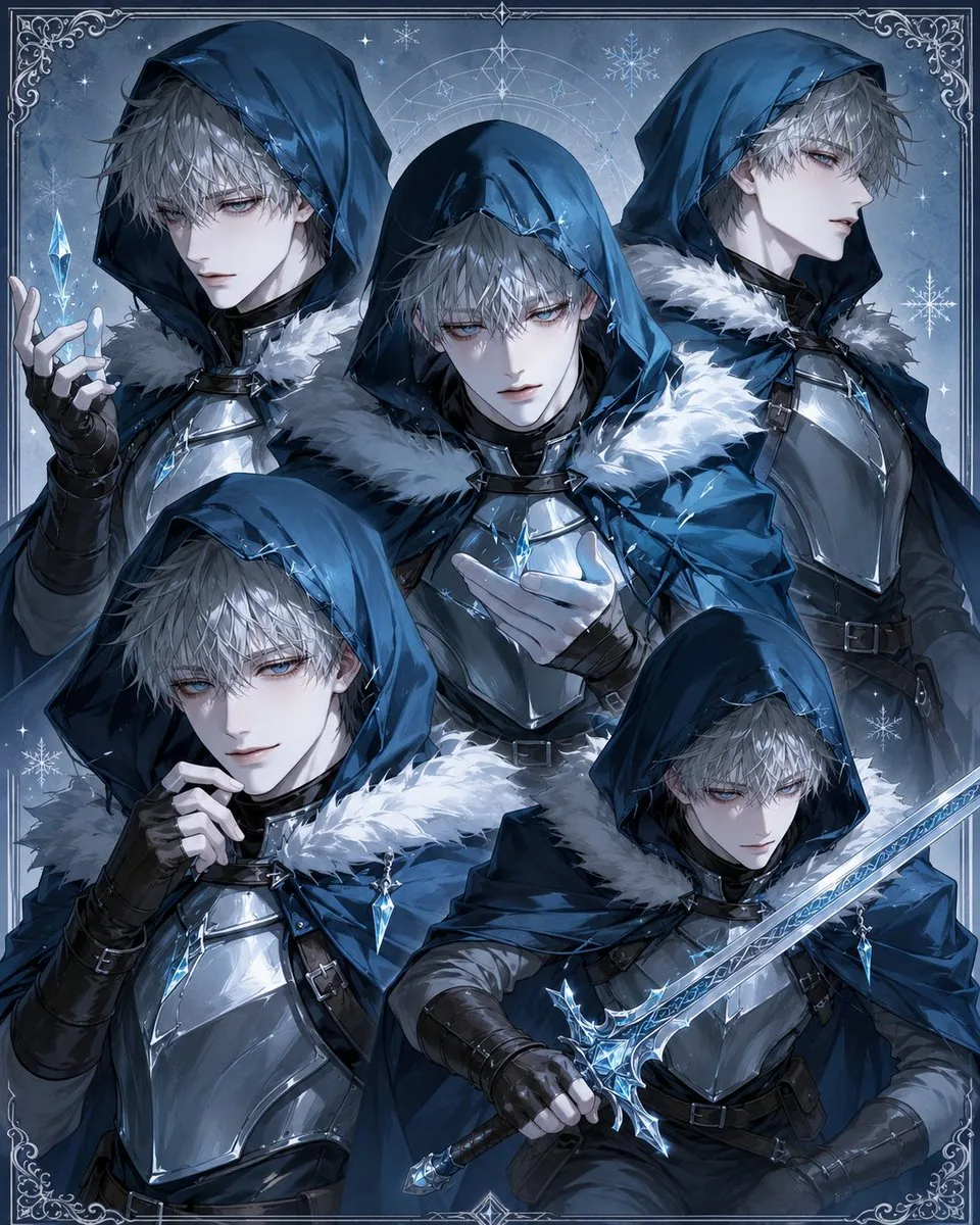 Hooded Ice Knight Pose Collage reference