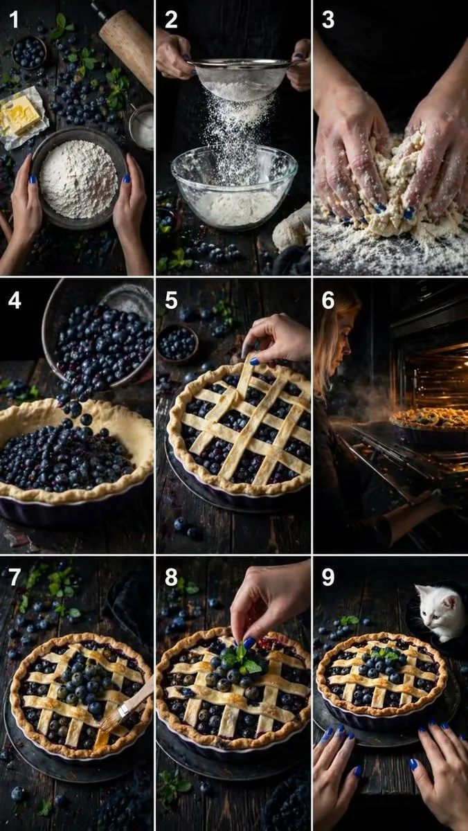 9-Step Rustic Blueberry Pie Collage reference