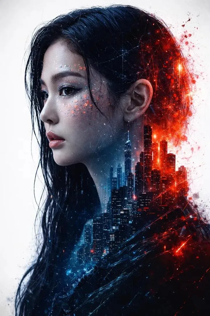 Double Exposure City Portrait reference