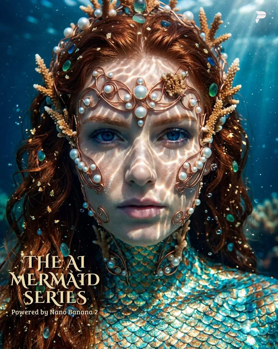 Hyper-Realistic Mermaid Sovereign Portrait reference