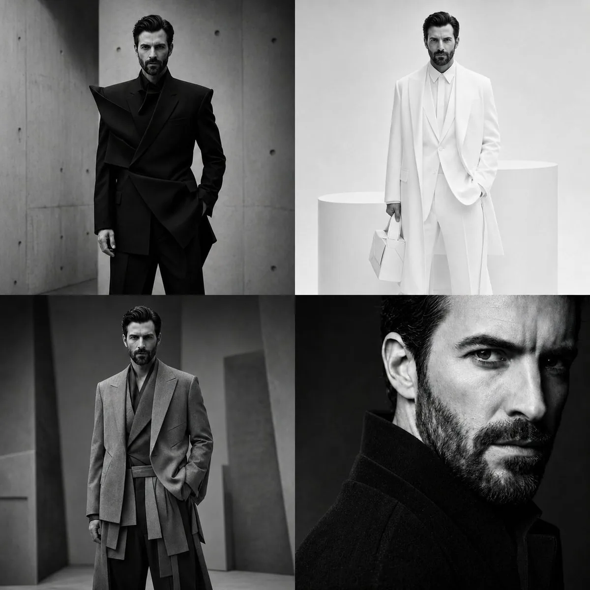4-Panel Monochrome Fashion Grid reference