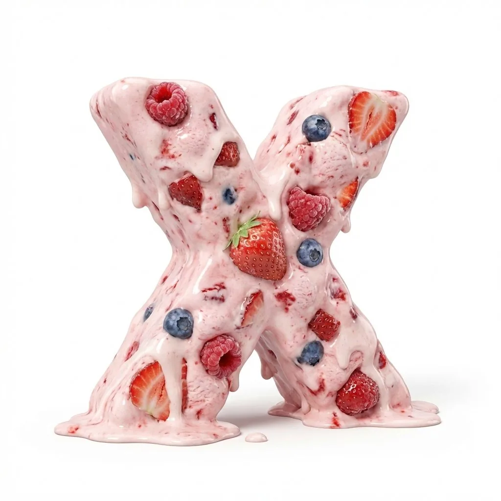Strawberry Ice Cream 3D Letter 'X' reference