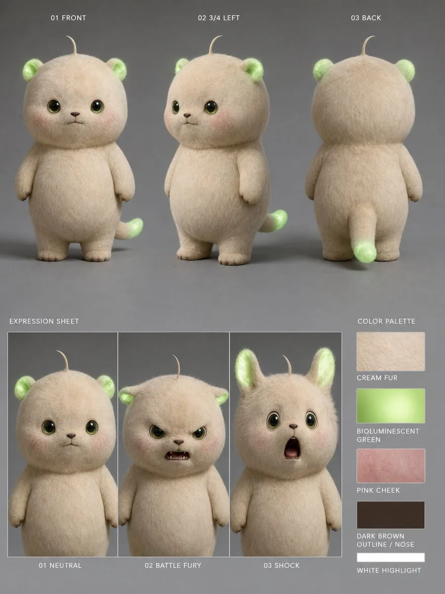 Bioluminescent Plush Creature Sheet reference