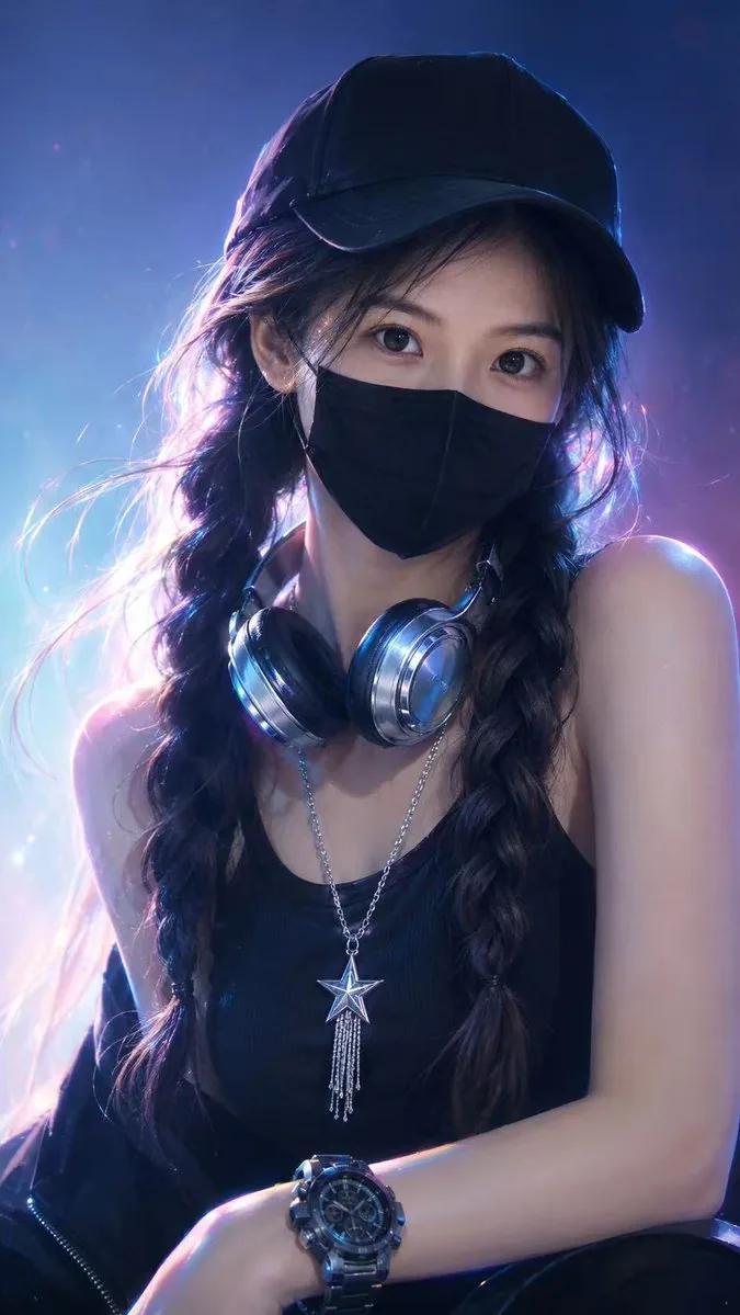 Neon Cyber Streetwear Portrait reference