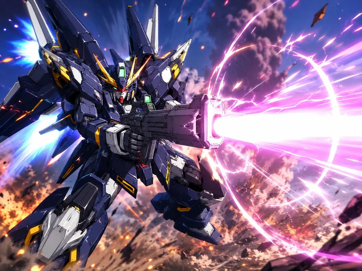 Winged Mecha Beam Cannon Battle reference
