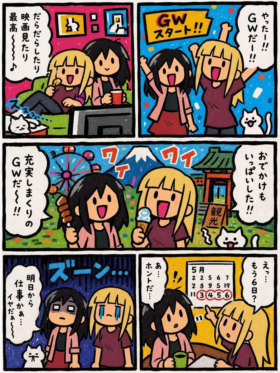 Six-Panel Golden Week Manga Comic reference