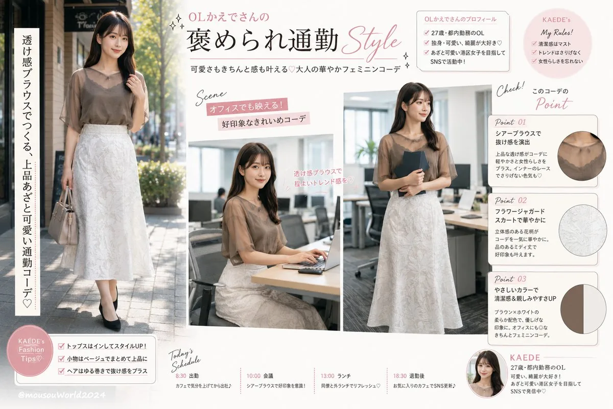 Japanese Office Outfit Magazine Spread reference