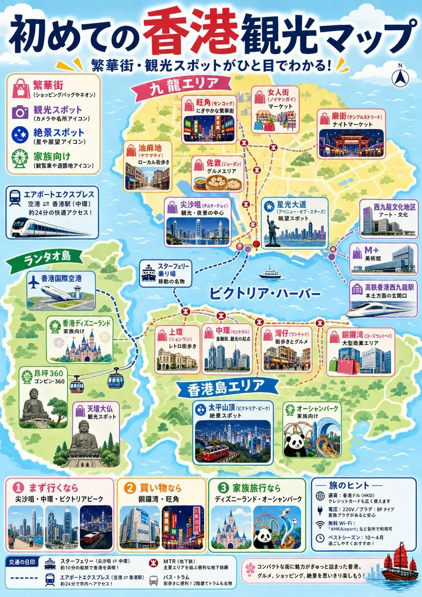 Japanese Hong Kong Tourist Map reference