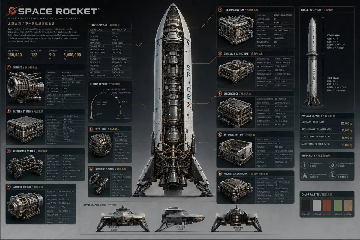 Advanced Technical Space Rocket Poster reference