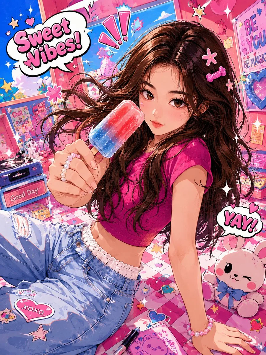 Vibrant Trendy Anime Illustration Transform reference