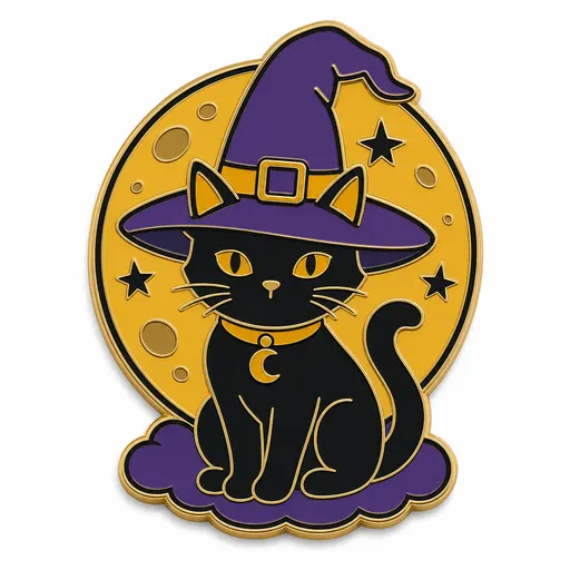 Witch Cat 에나멜 핀 템플릿 미리보기