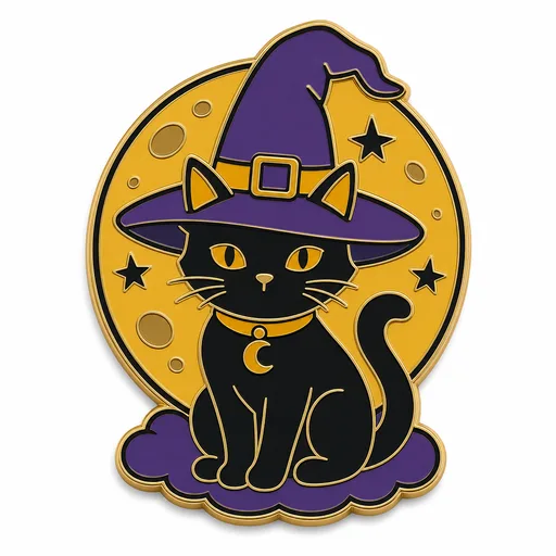 Gatto strega enamel pin template preview