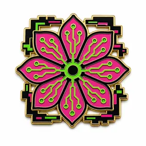 Cyber Flower enamel pin template preview