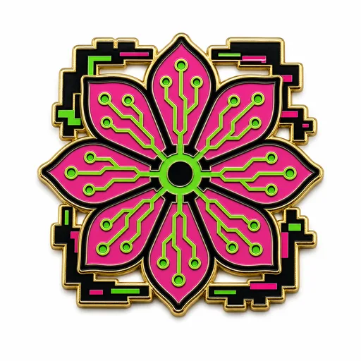Fiore cyber enamel pin template preview