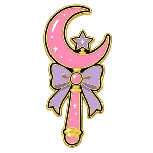 Magical Girl Wand enamel pin template preview