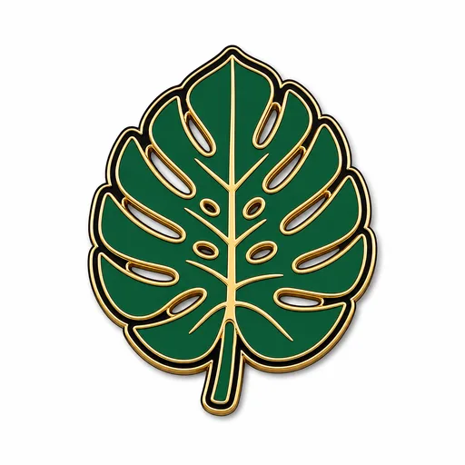Foglia di monstera enamel pin template preview