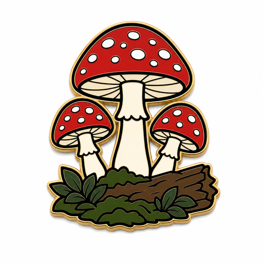 Mushroom Trio enamel pin template preview