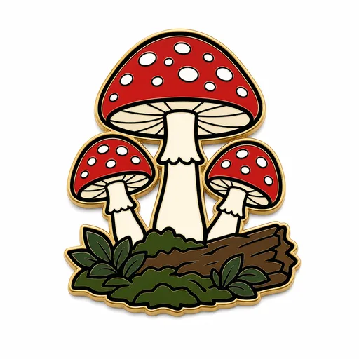 Tris di funghi enamel pin template preview