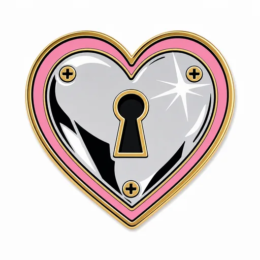 Lucchetto a cuore Y2K enamel pin template preview