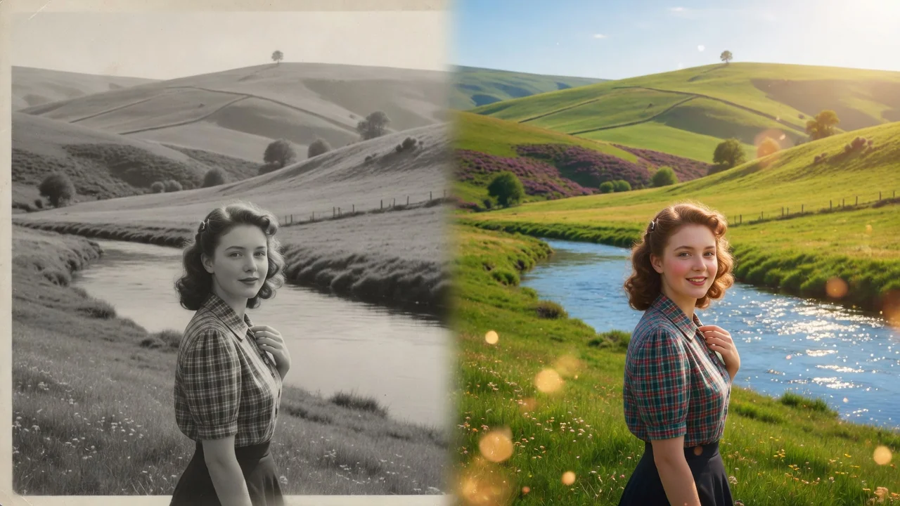 AI photo restoration example