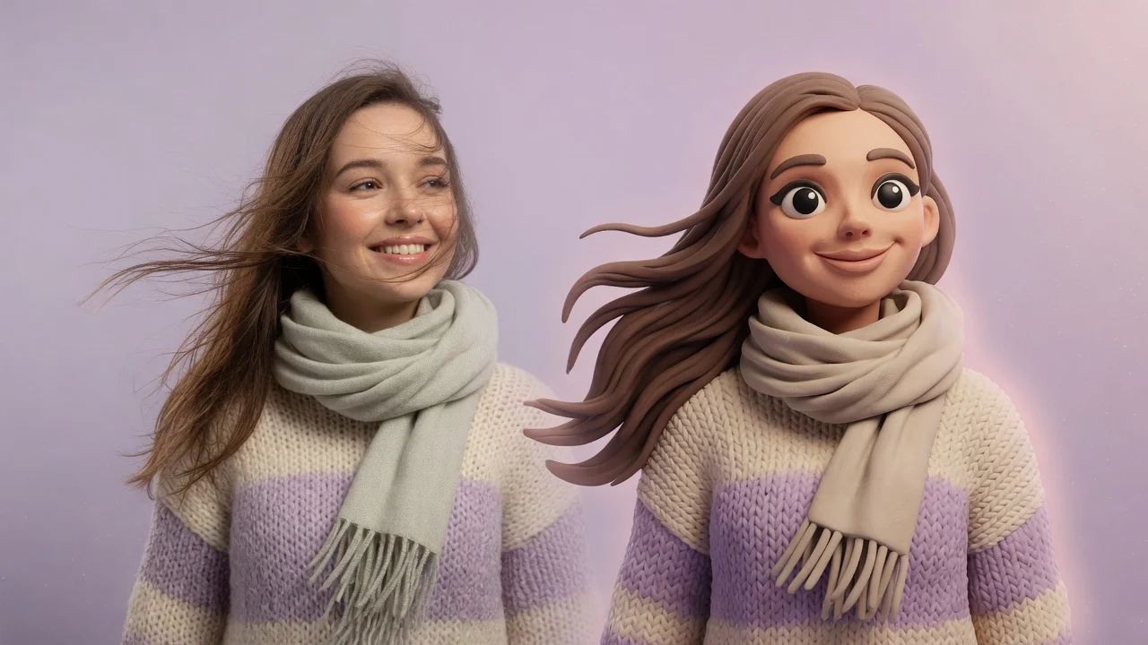AI photo to clay example
